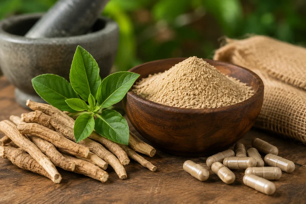 آشواگاندا چیست و چه فوایدی دارد؟ با خواص آشواگاندا برای استرس، خواب، بدنسازی، عوارض احتمالی و بهترین روش مصرف آشنا شوید.